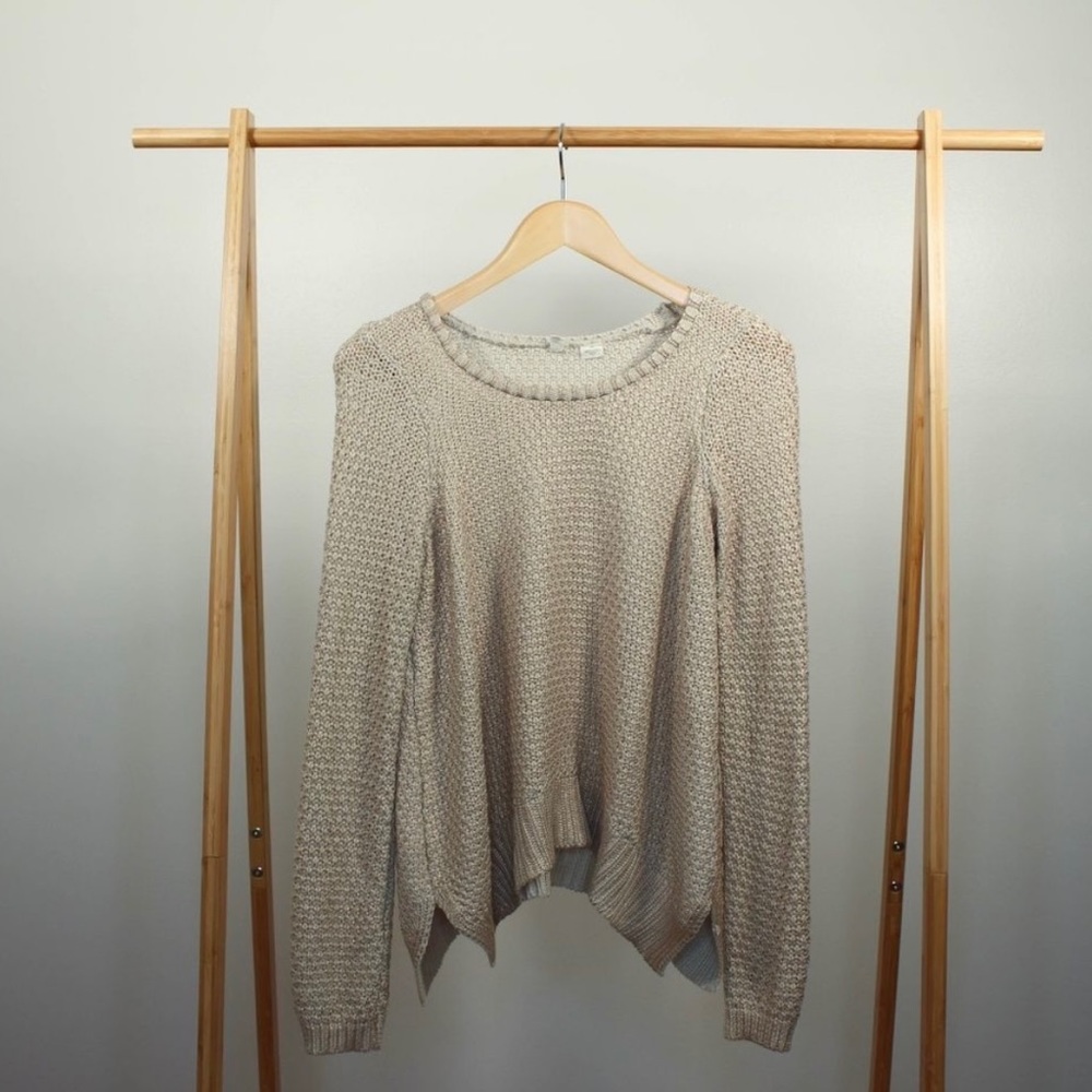 Anthropologie Moth • Shimmer Stitch Pullover Gold